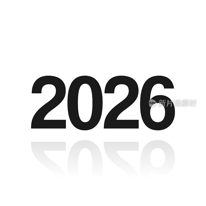 2026年- 2026年。白色背景上反射的图标